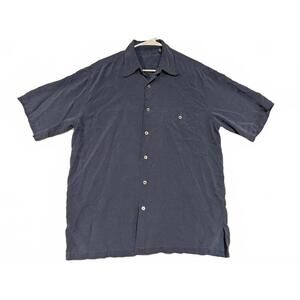 Tori Richard Short Sleeve Shirt Embroidered Palm Tropical Hawaiian 100% Silk